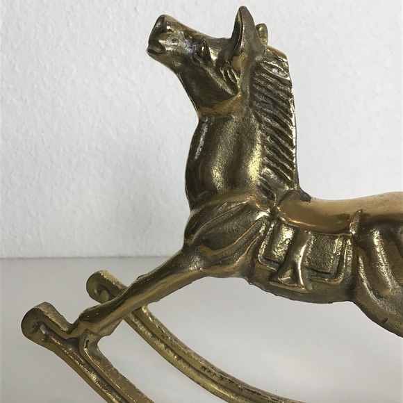 One Pair of Vintage Brass Rocking Horses - Picture 5 of 10